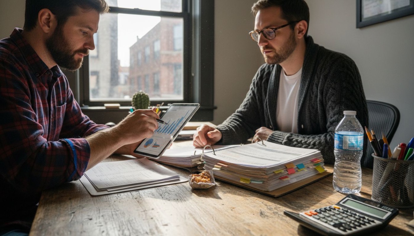 Partners reviewing cannabis tax planning documents