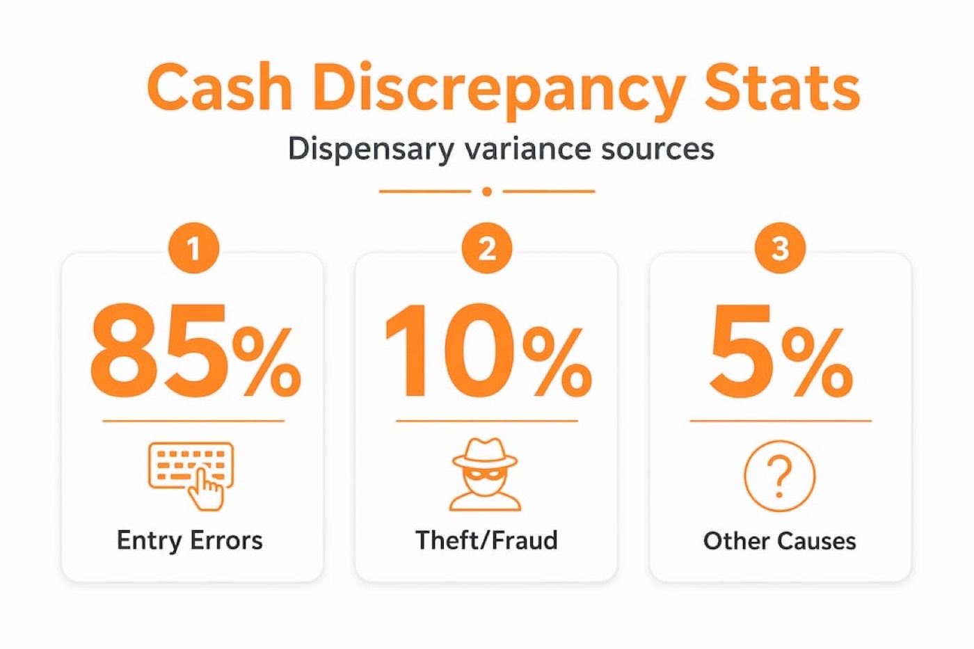 Infographic showing three stats about cannabis cash discrepancies