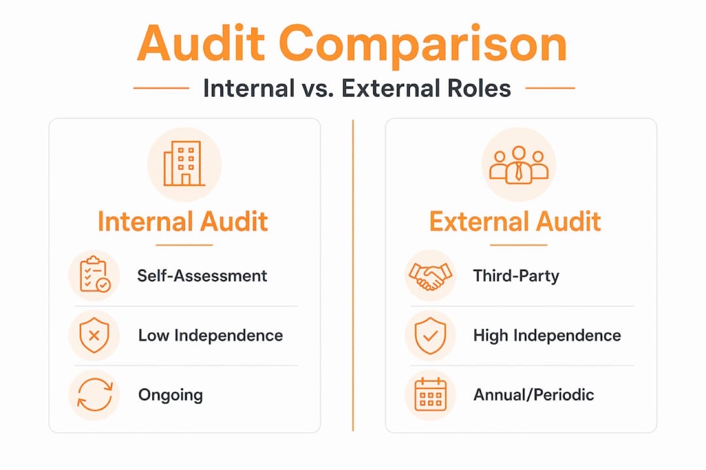 Infographic comparing internal and external audits