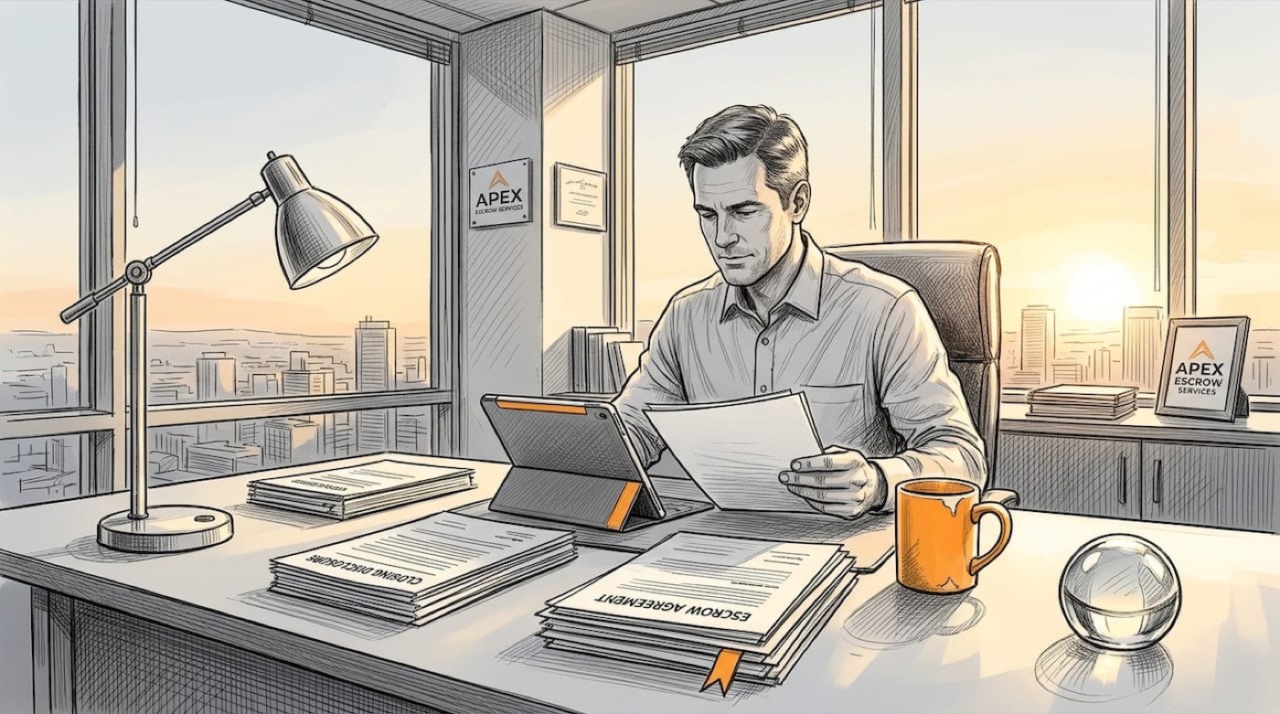 Escrow agent reviewing cannabis escrow documents
